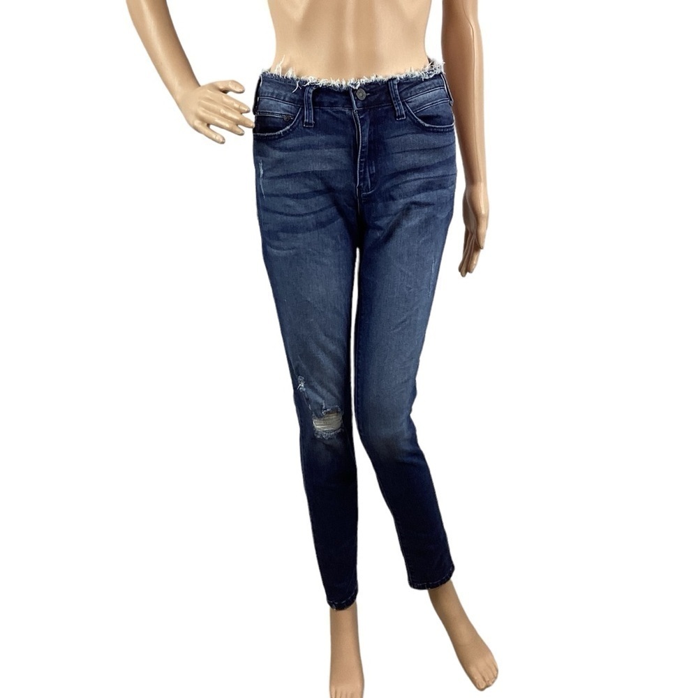 KanCan Frayed Waist Distressed Skinny Jeans Size 27 Blue